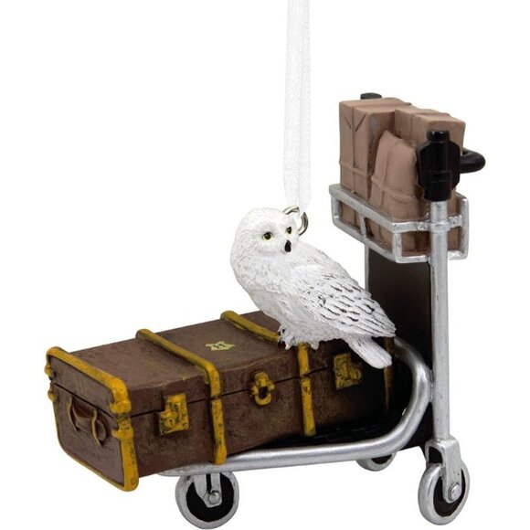 Hallmark‎ Harry Potter Trolley Luggage Cart W/Hedwig Christmas Holiday Ornament - Picture 1 of 5